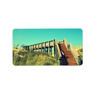 Girl on boardwalk, Florida Gulf Coast Beach Label