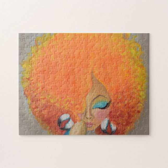Girl on Fire, Black Woman, Orange Hair Jigsaw Puzzle (Horizontal)