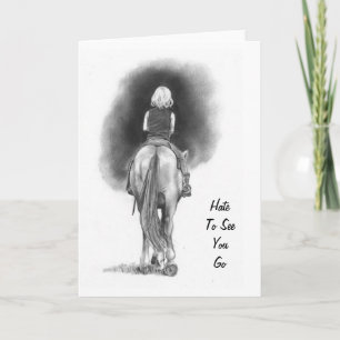 Girl on Horse: Hate To See You Go: Pencil Art Card