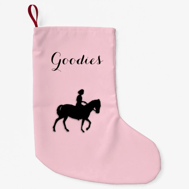 Girl on Horse / Pony Pink Goodies Small Christmas Stocking (Front)