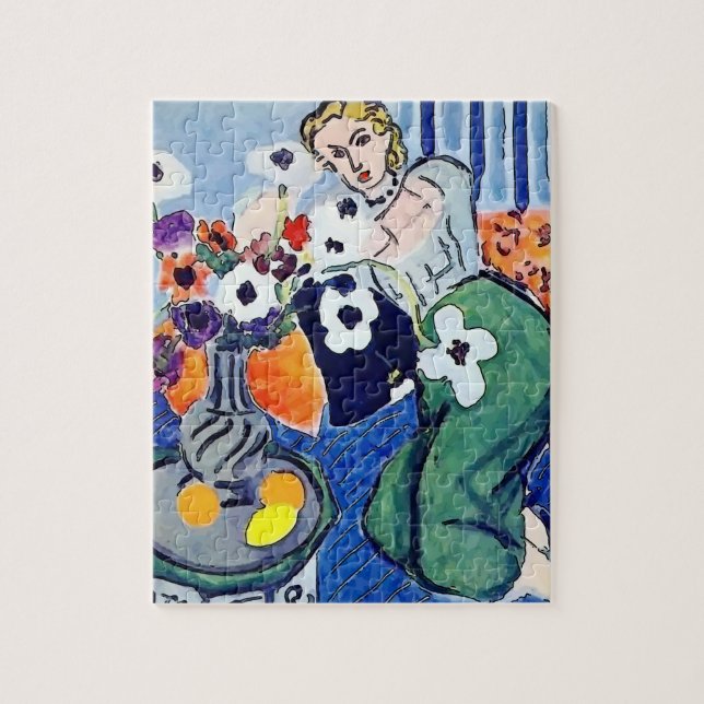 Girl on Phone with Flowers Jigsaw Puzzle (Vertical)