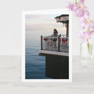Girl on Pier, Beach Portrait Card