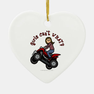 Girl on Red Four Wheeler Ceramic Tree Decoration