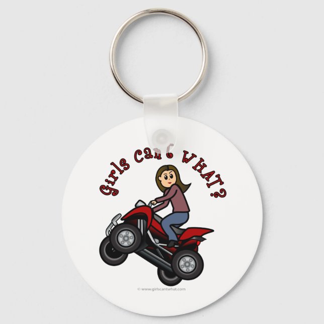Girl on Red Four Wheeler Key Ring (Front)