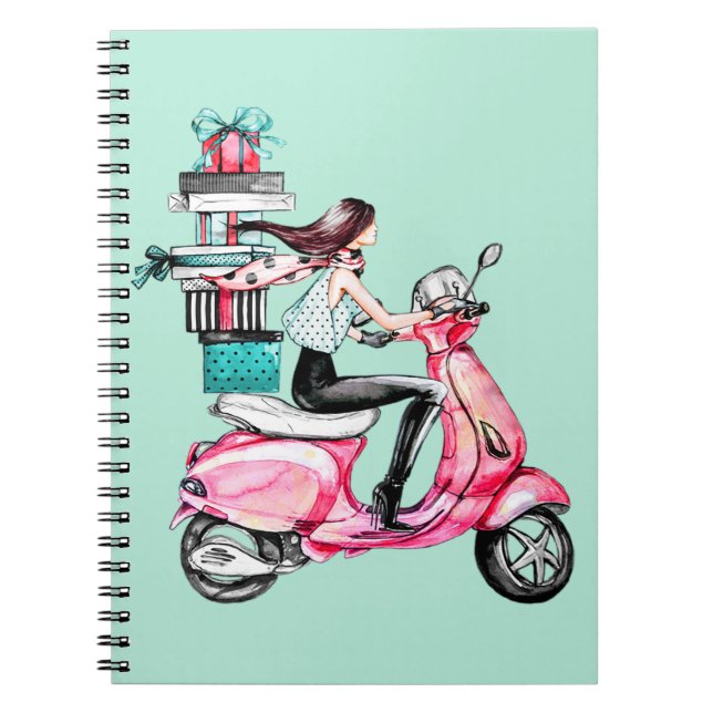 Girl on Scooter  Notebook (Front)