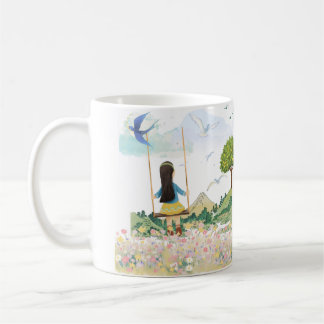 Girl on Swing Aesthetic Nature Coffee Mug - Cute M