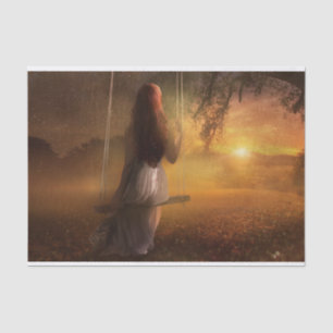 Girl on Swing Decoupage Tissue Paper