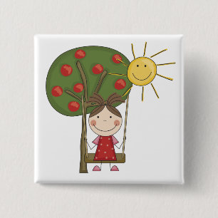 Girl on Swing T-shirts and Gifts 15 Cm Square Badge