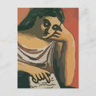 Girl on Tablet Abstract 2 Postcard