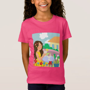 girl on the balcony in the summer drinks a cocktai T-Shirt