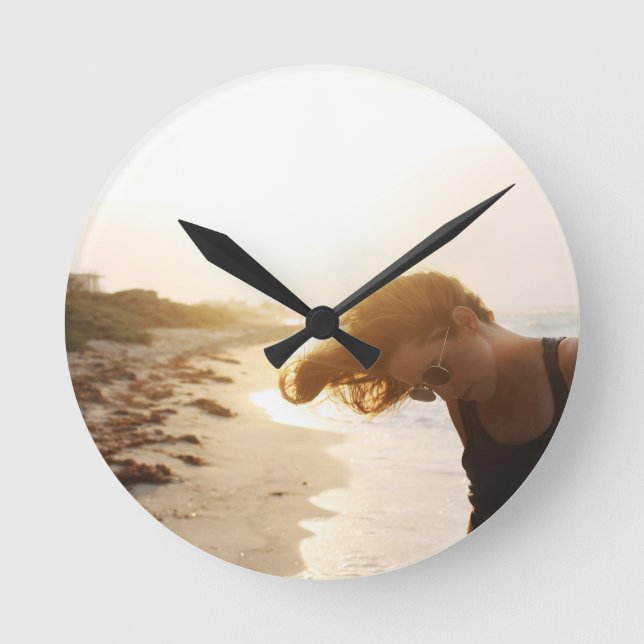 Girl on the Beach Acrylic Wall Clock (Front)