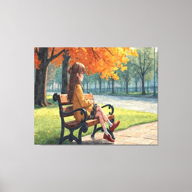 Girl on the bench canvas print (Front)