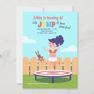 Girl on Trampoline Invitation