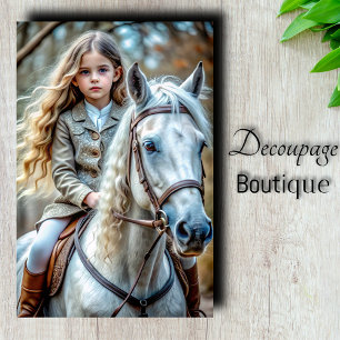 Girl on White Horse Decoupage Tissue Paper