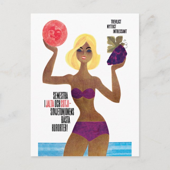 Girl on Yalta and Sochi Postcard (Front)