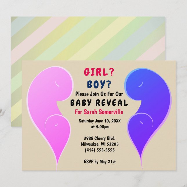 Girl or Boy Baby Reveal Party Invitation (Front/Back)