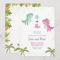 Girl or Boy Dinosaur Gender Reveal Invitation