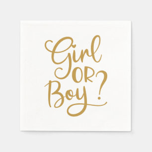 Girl or Boy Gold Glitter Gender Reveal Napkin
