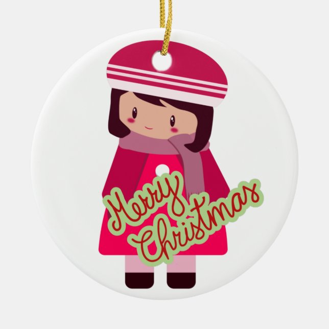 Girl or Boy Merry Christmas Ornament (Front)