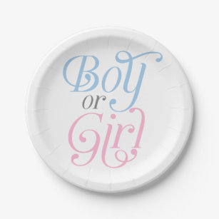 Girl or Boy, Pink or Blue, Gender Reveal Party Paper Plate
