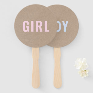 Girl or Boy? Rustic Kraft Baby Shower Game Hand Fan