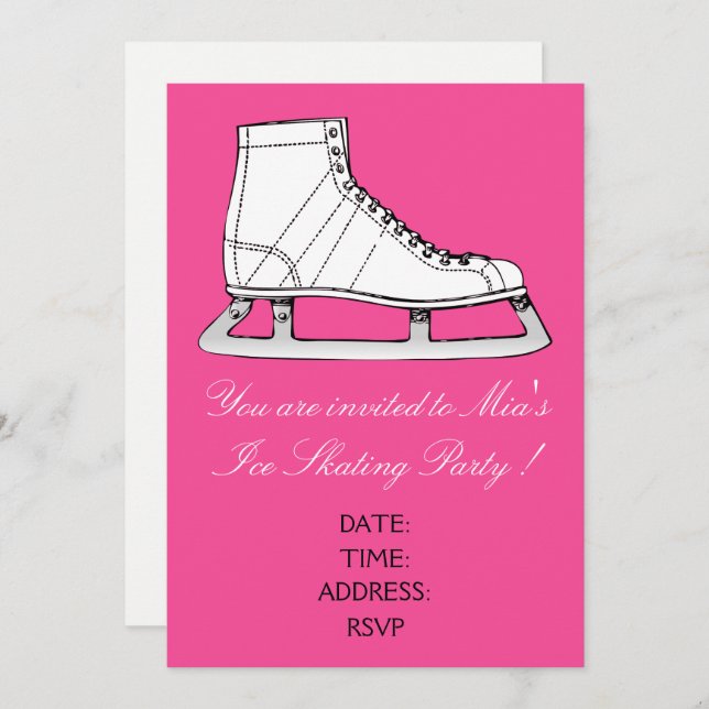 Girl or teen Ice Skating party Invitation (Front/Back)