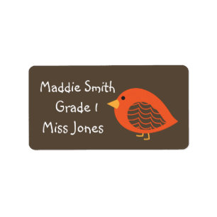 Girl orange bird cute name book labels