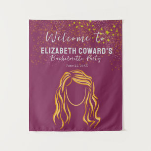 Girl Outline Bachelorette Party Sign Banner Tapestry