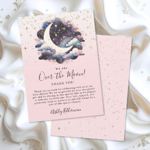Girl Over The Moon Baby Shower Thank You Card