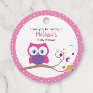Girl Owl Pink Adorable Whimiscal Design  Favour Tags