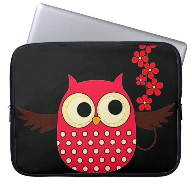Girl Owl with Flowers Laptop Sleeve (Front)