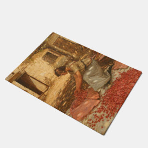 Girl Packing Cherries in Provence (France) Doormat