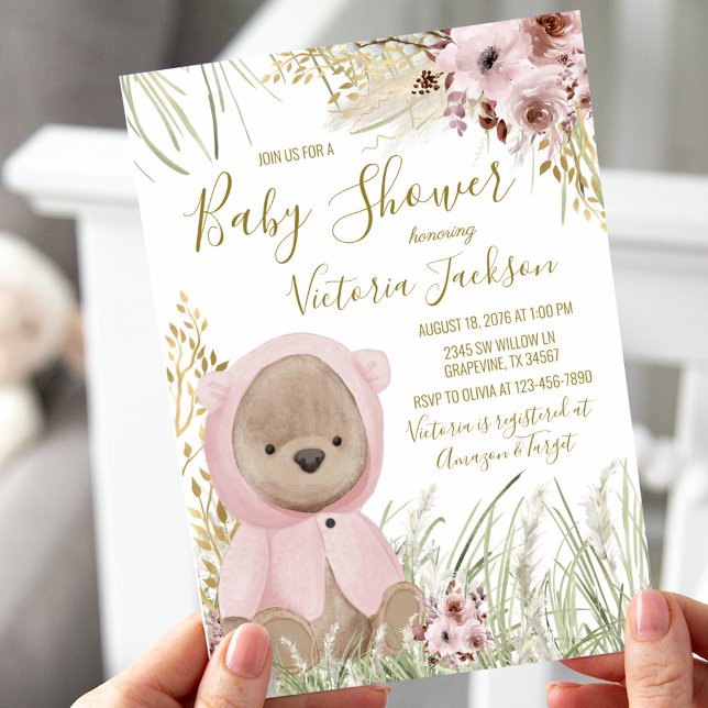 Girl Pampas Grass Baby Shower Invitation (Creator Uploaded)