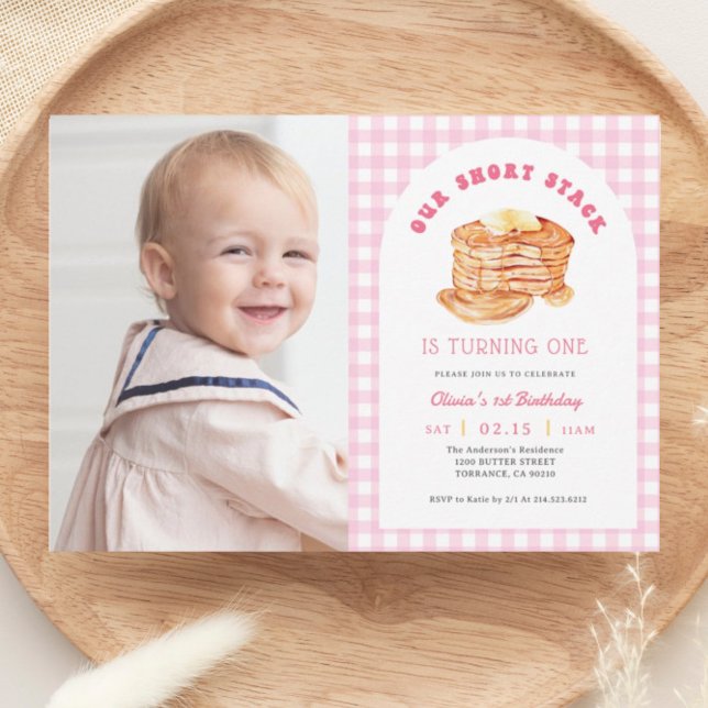 Girl Pancake Breakfast Birthday Party Photo Invitation (Creator Uploaded)