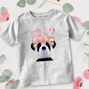Girl Panda 2nd Birthday Party Toddler T-Shirt