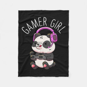 Girl Panda Gaming Pandas Video Game Women Girls Gi Fleece Blanket
