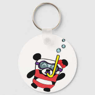 Girl Panda in Bikini Snorkling Key Ring