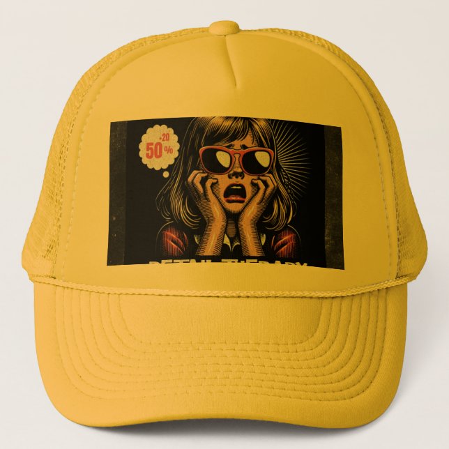 "Girl Panic Shopping: Fashionista Cap Design" (Front)