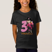 Girl Parrot 3rd Birthday party pirate T-Shirt