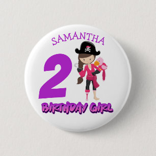 Girl Parrot Birthday party pirate   6 Cm Round Badge