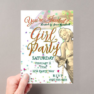 Girl Party Acrylic Invitation