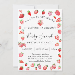 Girl Party Berry Second Birthday Invitation