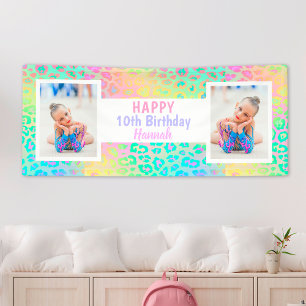 Girl Party Bright Colours Any Age Photo Birthday Banner