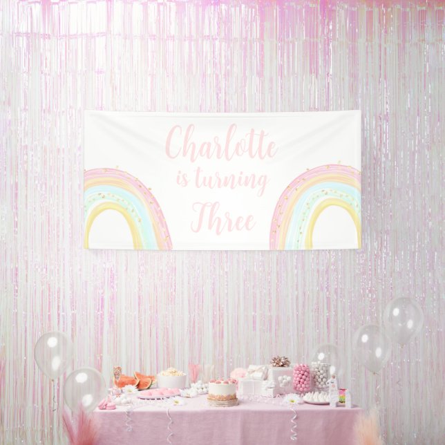Girl Pastel Rainbow Birthday Party Banner (Party)