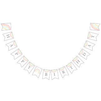 Girl Pastel Rainbow Birthday Party bunting banner