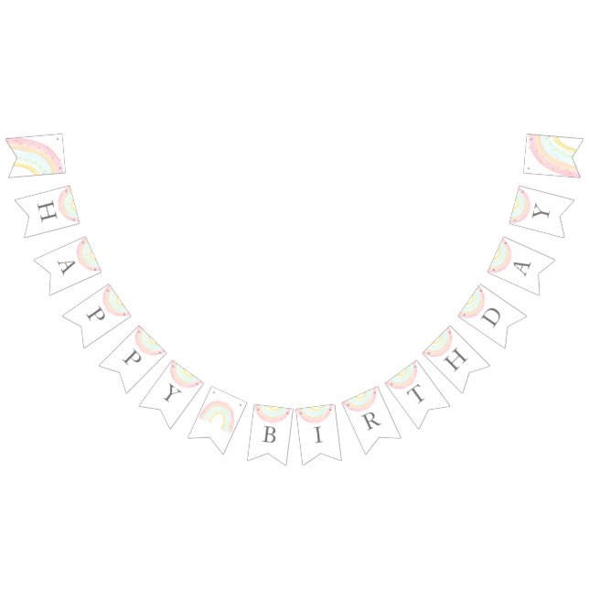 Girl Pastel Rainbow Birthday Party bunting banner (All)