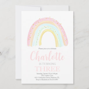 Girl Pastel Rainbow Birthday Party Invitation