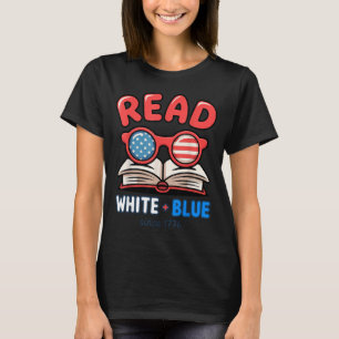Girl Patriotic Bookish 4th July Design T-Shirt