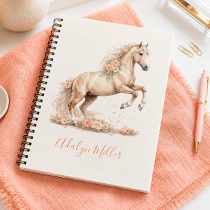 Girl Peach Horse Whimsical Personalised Notebook
