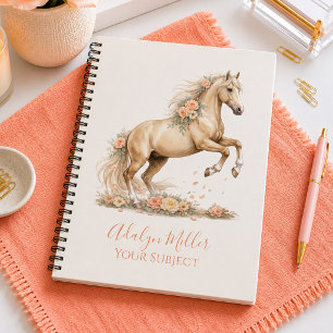 Girl Peach Horse Whimsical Personalised Notebook